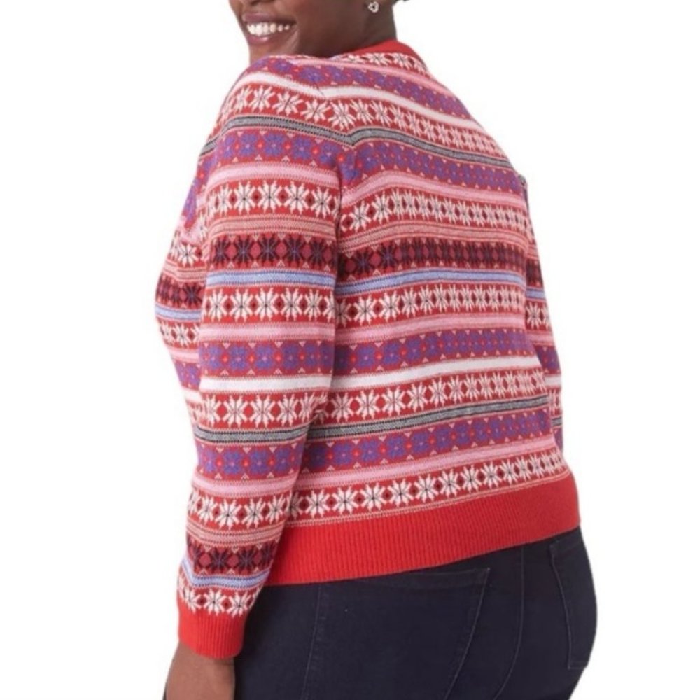 NWOT Lane Bryant Fair Isle Holiday Snowflake Cardigan Sweater - Picture 4 of 8